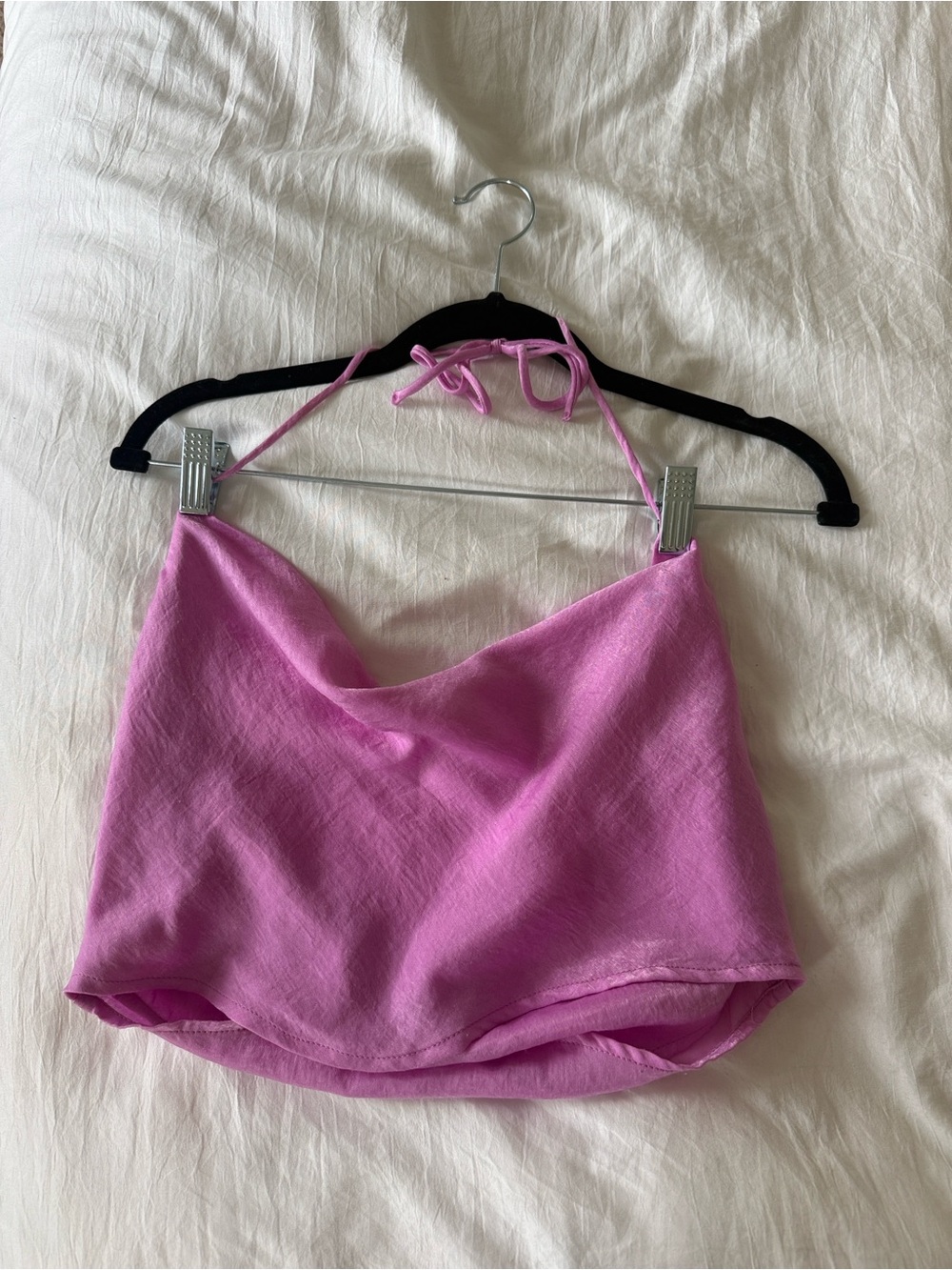 Pink Halter Satin Top - Women